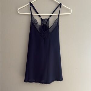 Navy blue Lace Trim Cami Top